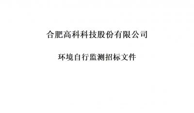 合肥高科科技股份有限公司銘傳路廠區(qū)和寧西路廠區(qū)年度環(huán)境自行監(jiān)測招標文件